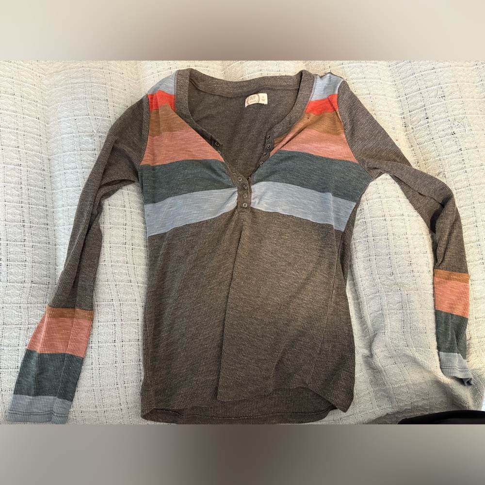 Maurices Multicolor Striped Henley Top
